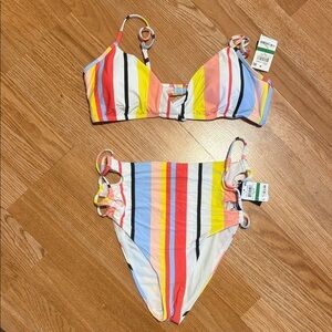 BNWT bar lll Bold Stripe 2 Piece Bikini Set Size Large